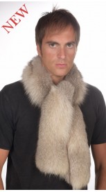 Men's grey fox fur scarf